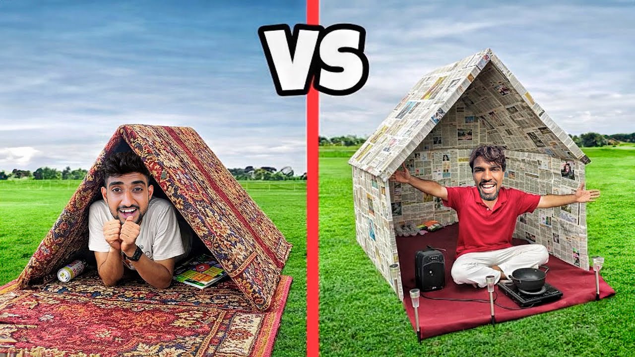Cardboard vs Newspaper vs Carpet House &ndash; Overnight Survival Challenge