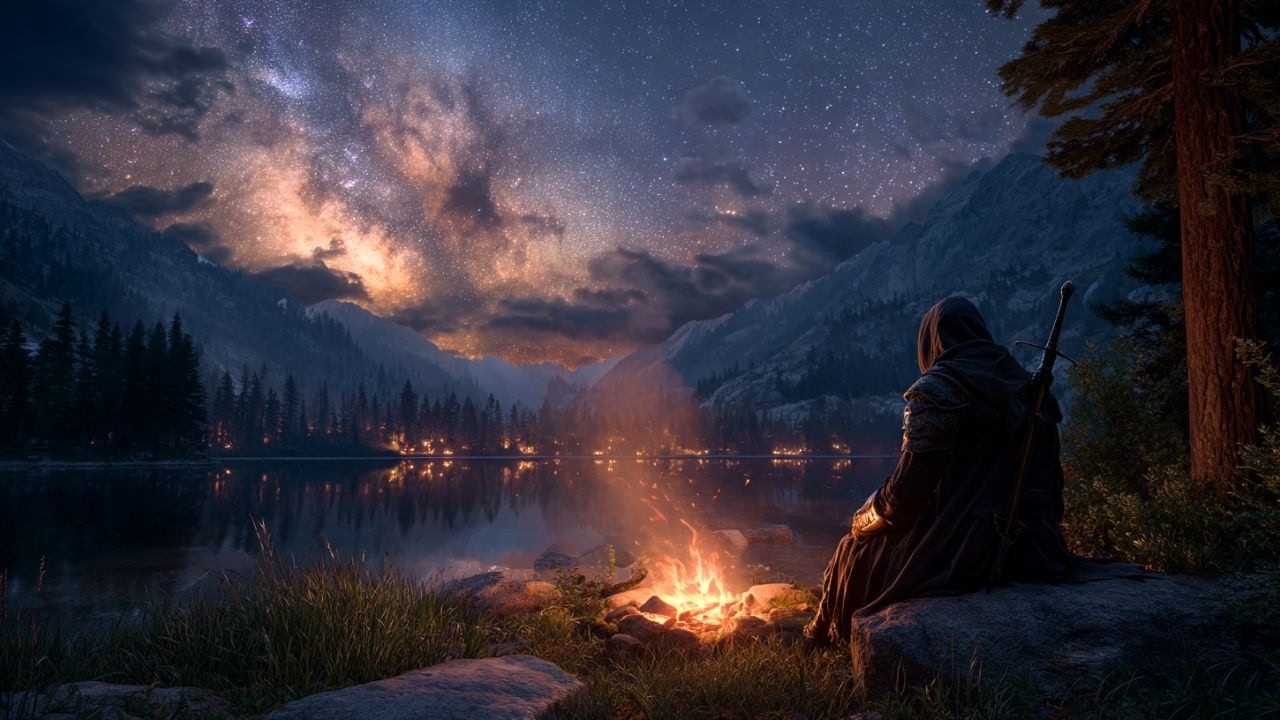 Campfire in the Woods - Medieval Fantasy Music for Focus & Relaxation | Enchanted Forest Campfire