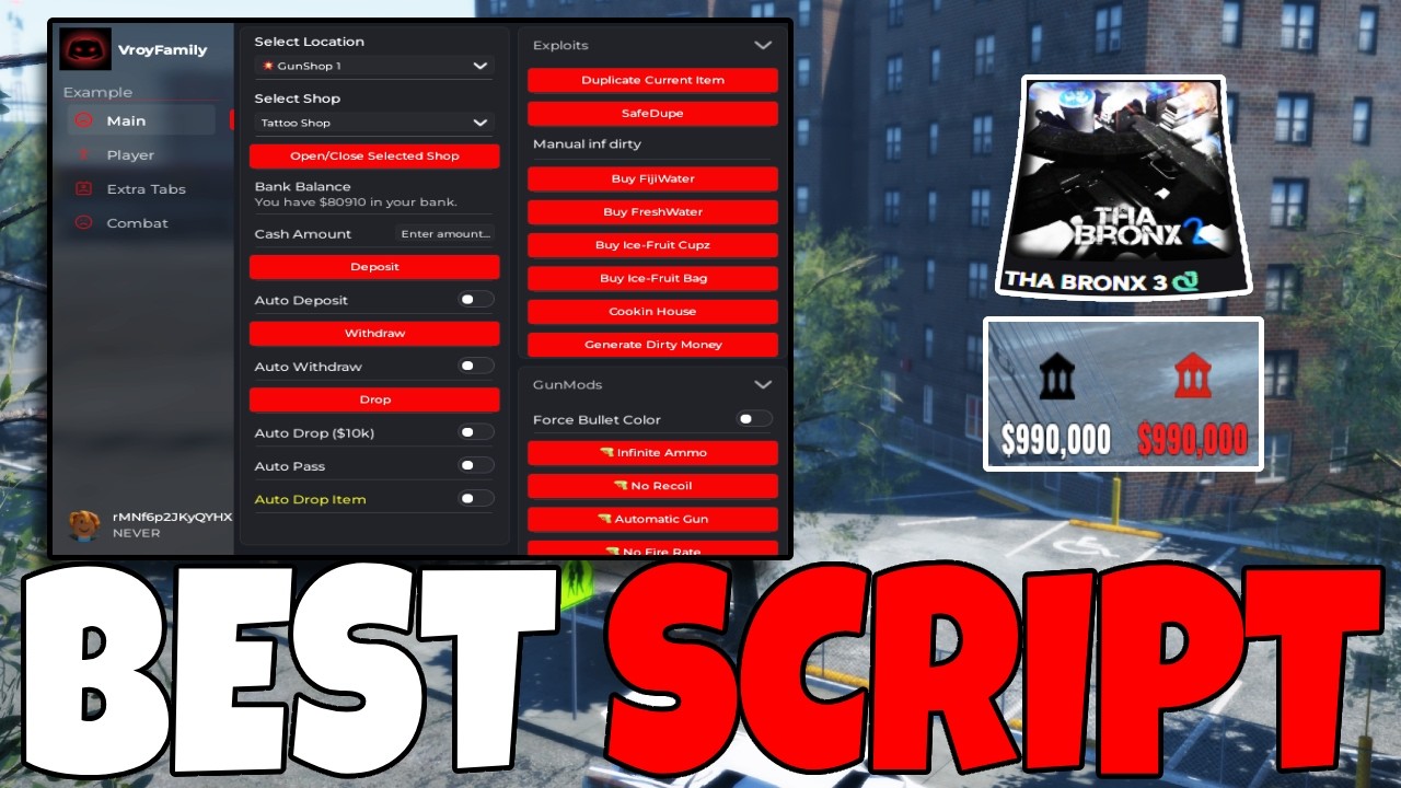 BEST FREE🔥Tha Bronx 3 Script (Infinite Money / Auto-Dupe / Aimbot & MORE!)
