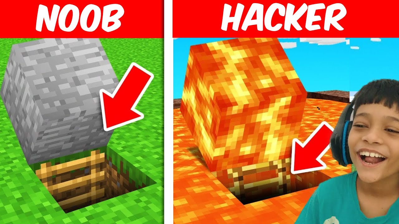 MINECRAFT NOOB V/S HACKER SECRET UNDERGROUND BASE CHALLENGE