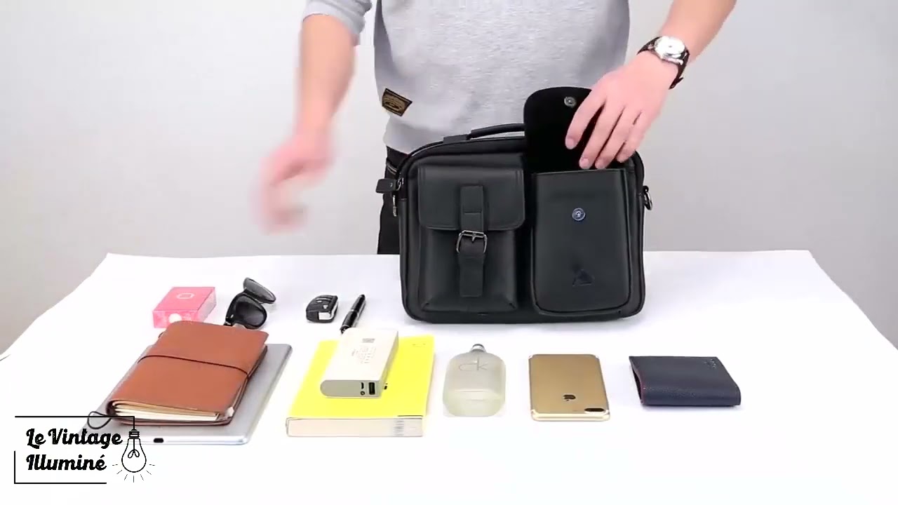 Sacoche Homme En Cuir de Vachette Grande Capacit&eacute;