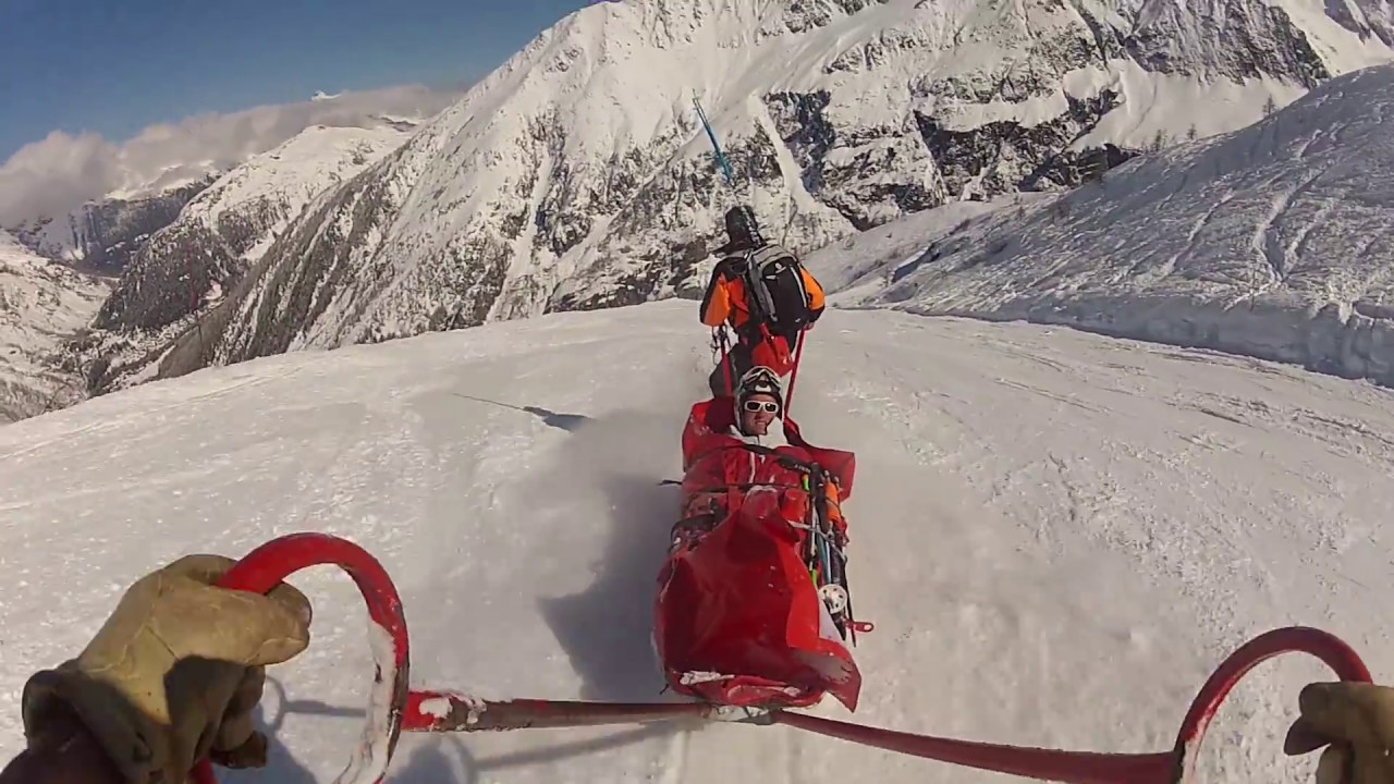 Ski patrol, taking a fast ride in a blood wagon. Chamonix 2011.