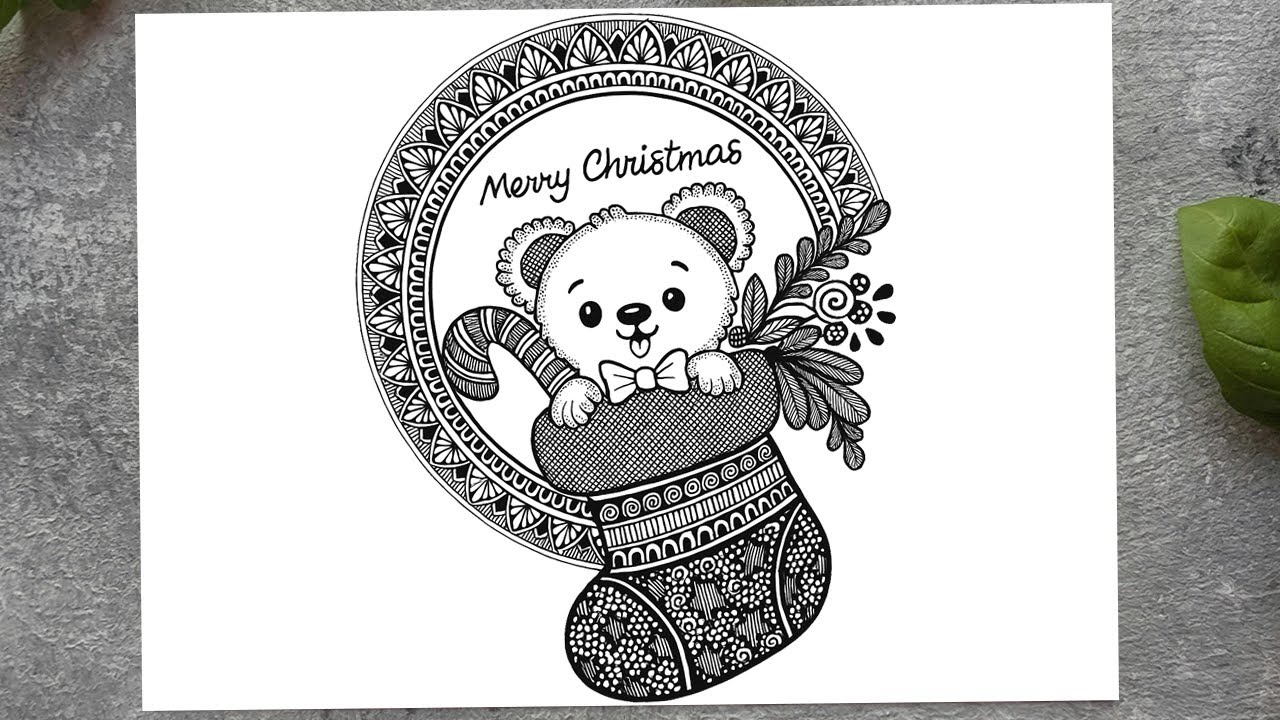 🎄 Christmas Mandala Art Drawing | Easy Mandala Design for Christmas | Christmas Art Tutorial