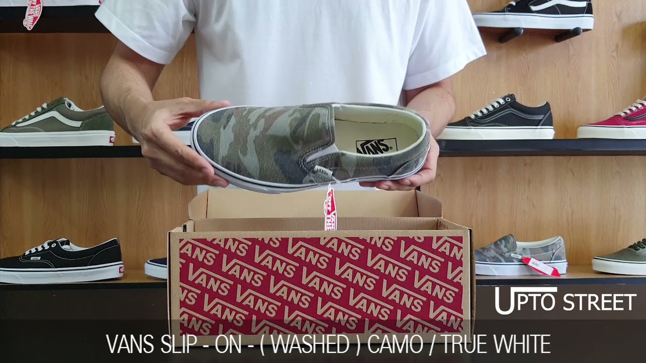 รีวิว - รองเท้า Vans Classic Slip-On - (Washed) Camo/True White [VN0A4U3819W]