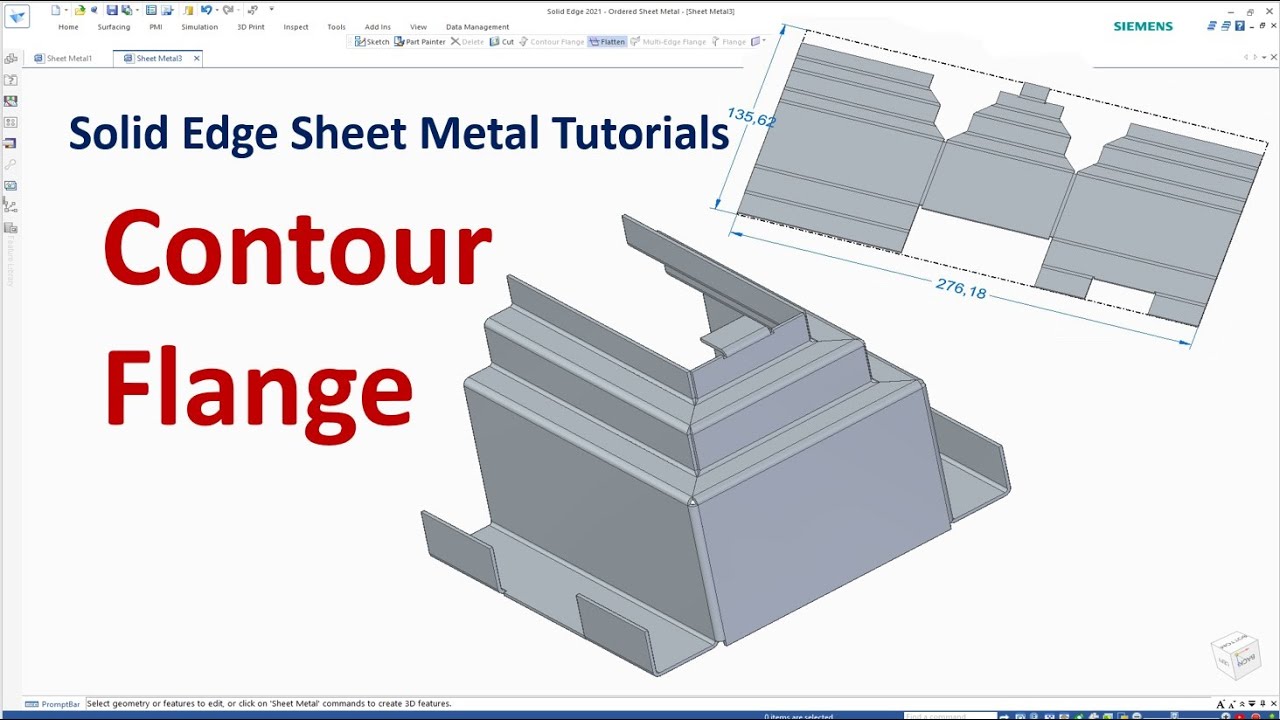 Solid Edge Sheet Metal Tutorials  #3 | How to use Contour Flange command