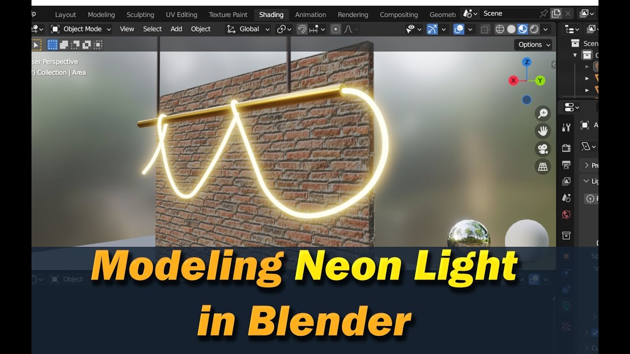 Neon Light Modeling and lighting in Blender