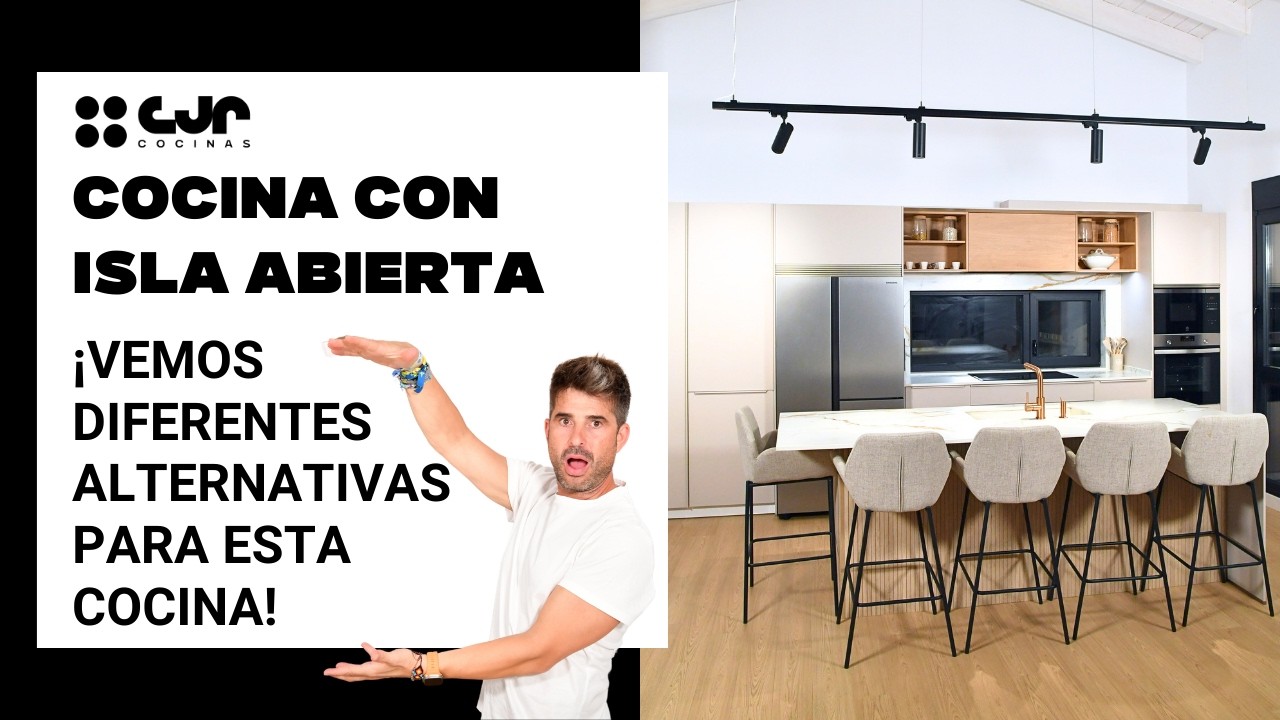 Cocina con ISLA Abierta CASHMERE y Madera Cocinas CJR