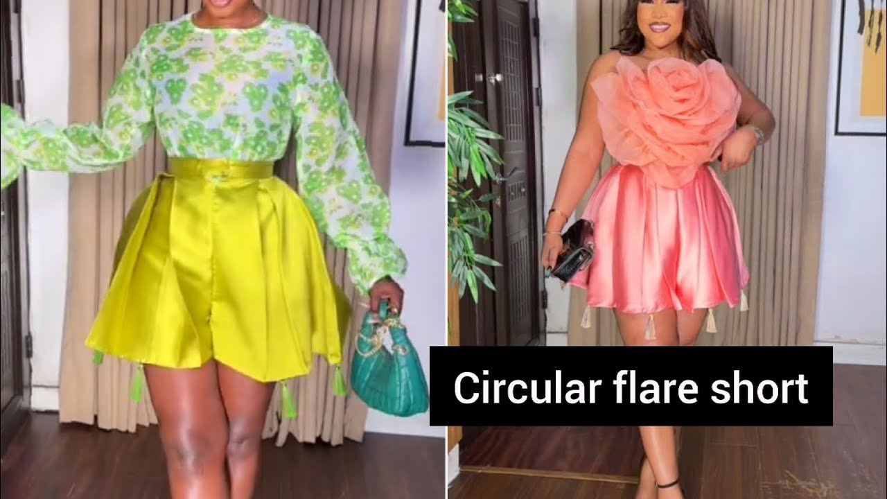 How to sew this trendy circular flare short//easy cutting and stitching tutorial