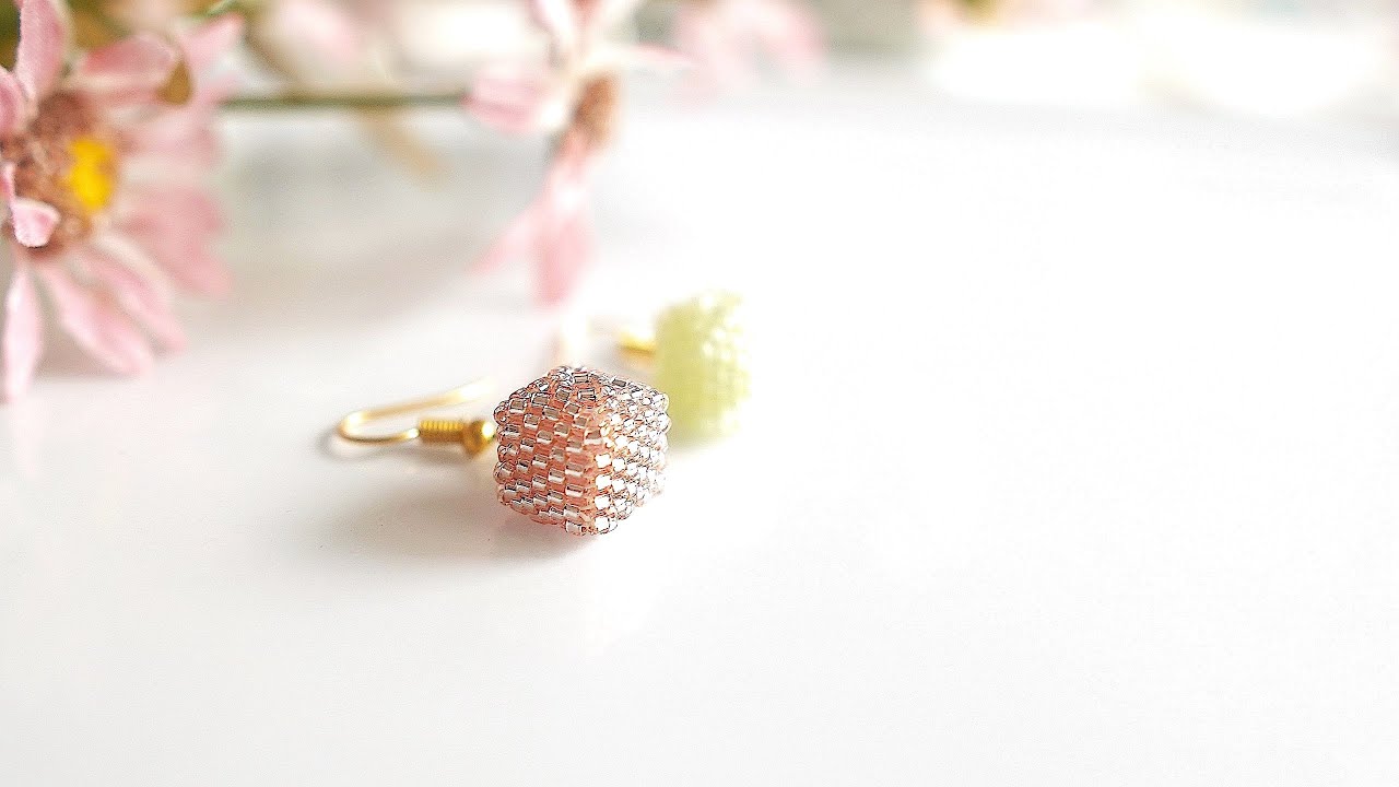 Beautiful Delica Bead 3D Square Cube｜Bead Weaving 🪡🧵 デリカビーズで作る可愛いキューブ イヤリング・ピアス｜作り方｜PandaHall Collab
