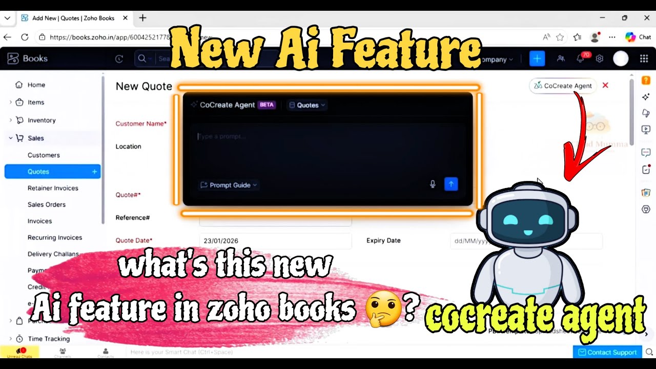 How to Use Zia CoCreate Agent in ZohoBooks .Create Invoice and other transactions with AI | Latest