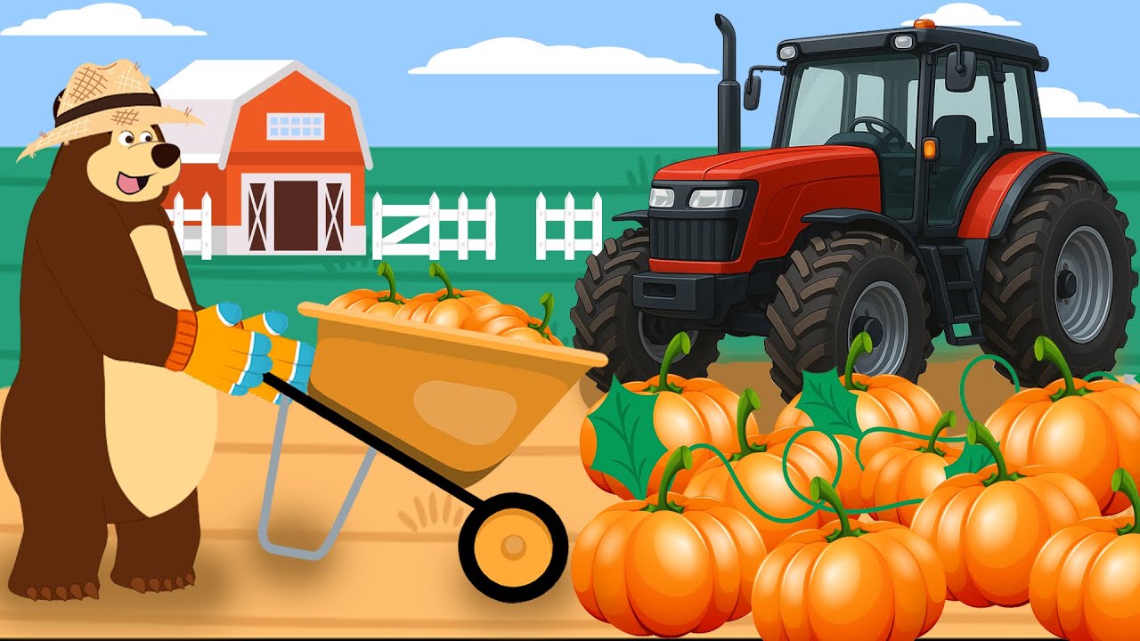 The Bear’s Farm 🐻🎃 Harvesting Pumpkins with the Red Tractor! 🚜🍂 Fun Farm Day! | Turbo Fixers Channel