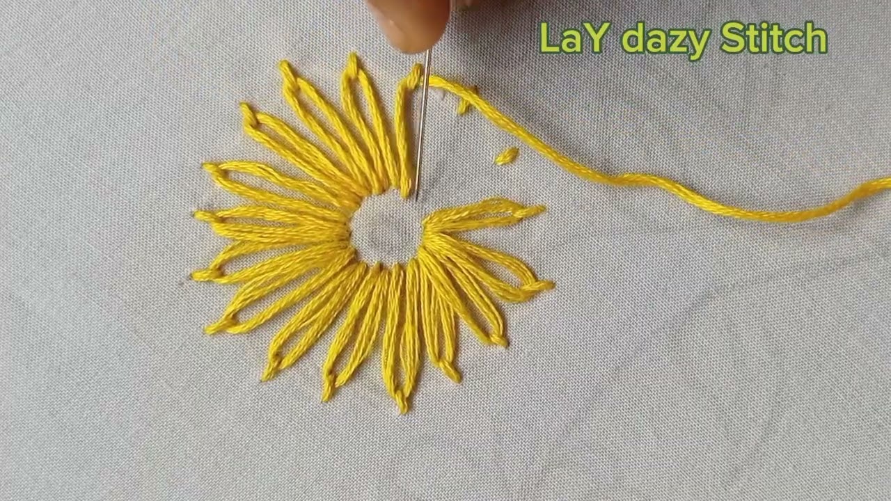 Latest Sunflower Design Hand embroidery||Simple and Easy Embroidery design||cushion flower Design