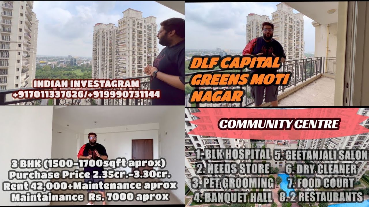 DLF CAPITAL GREENS MOTI NAGAR 3 BHK SWIMMING POOL VIEW APARTMENT TOUR | DLF MIDTOWN #dlf #newdelhi