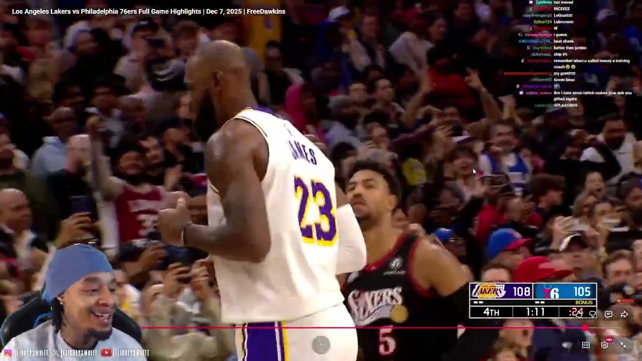 FlightReacts To LAKERS at 76ERS | FULL GAME HIGHLIGHTS | December 7, 2025!