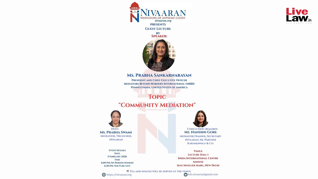 Community Mediation | Guest Lecture by Ms. Prabha Sankarnarayan | NIVAARAN