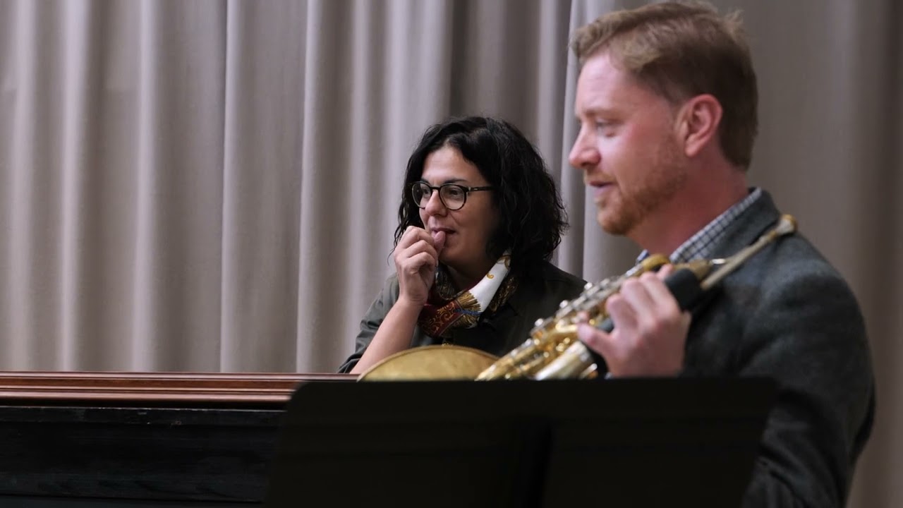 Billiet & Stanovic record Gounod's Mélodie no. 1 for horn on phonograph at AHRC-funded symposium