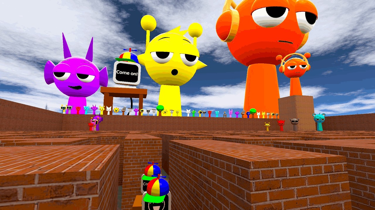 I FOUND ALL FAMILY OF SPRUNKI IN LARGE MAZE IN GARRYS MOD ! SPRUNKI LIKE DURPLE, PINKI, BLUE