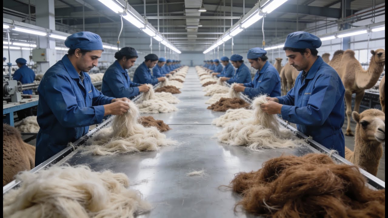 Inside the Camel Wool Factory – How Desert Animals Become Premium Pieces | Full Process