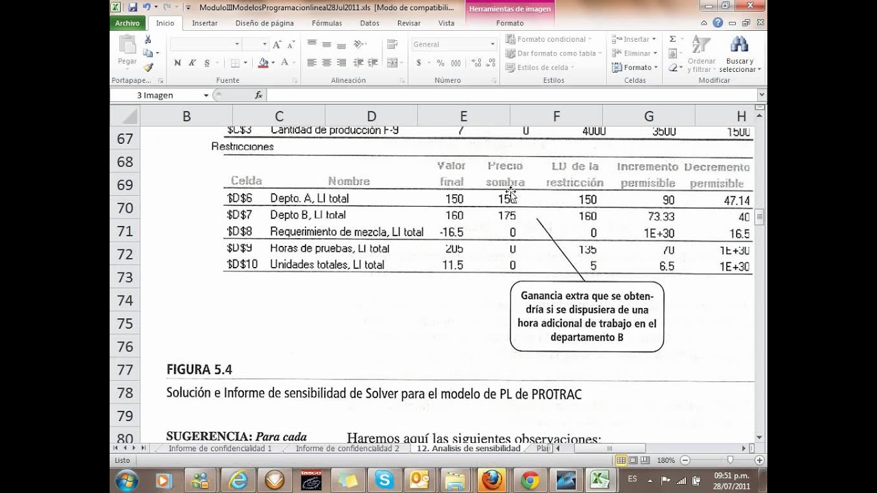 Análisis de sensibilidad con EXCEL 2010