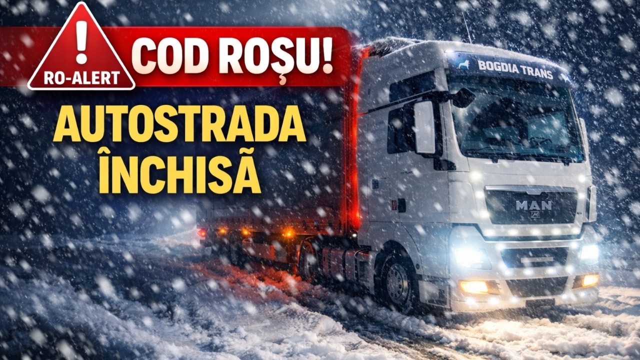 🔴 RO-ALERT și COD ROȘU de NINSOARE! Autostrada închisă spre București.
