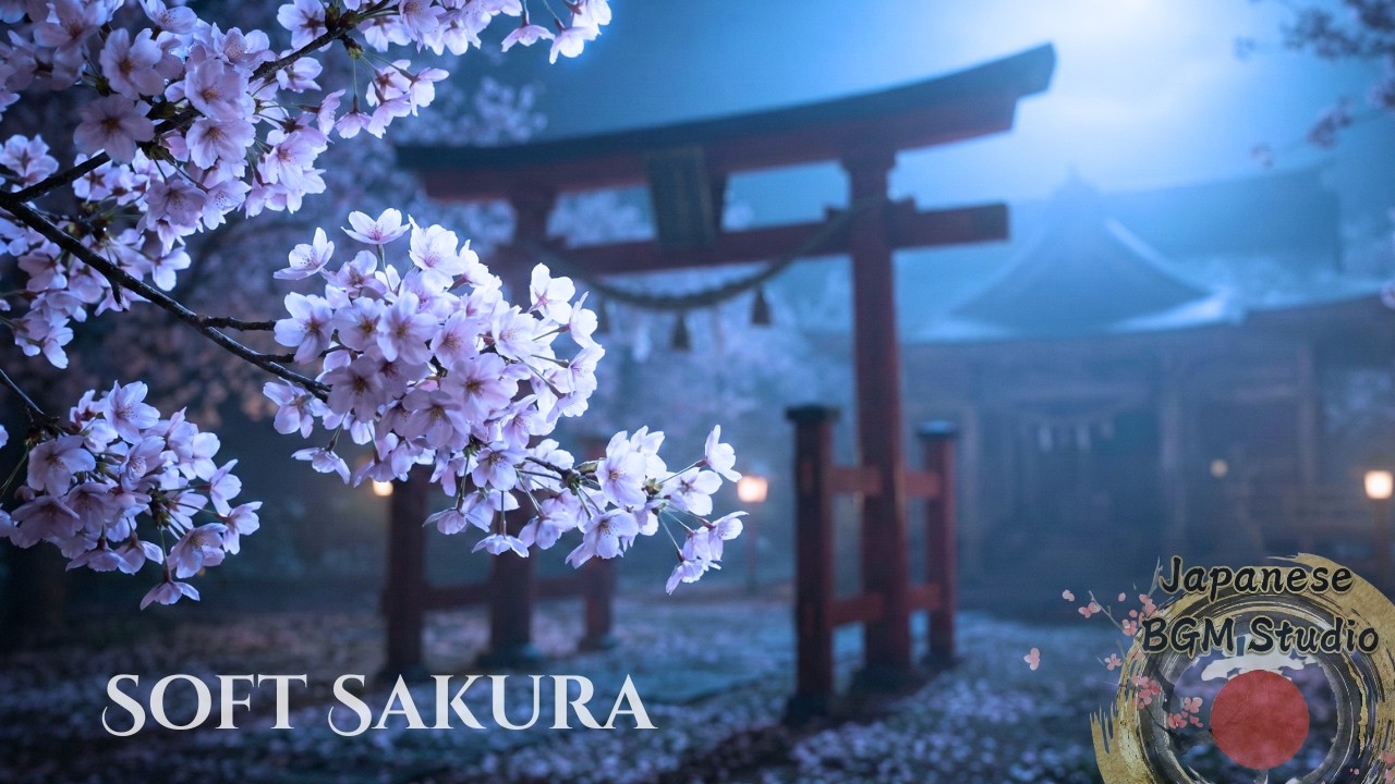 Calm Japanese Music for Focus 🌸 Spring Shrine at Night | Deep Work BGM