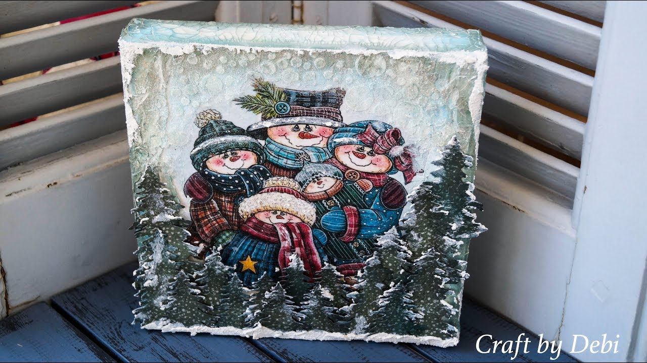 Decoupage Tutorial Christmas Canvas - Χριστουγεννιάτικος Καμβάς - DIY Craft by Debi