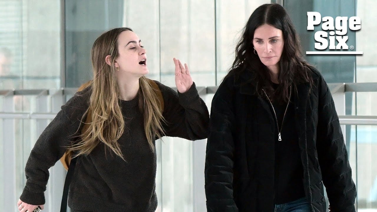 Courteney Cox and daughter Coco Arquette, 19, appear to have heated conversation at Airport