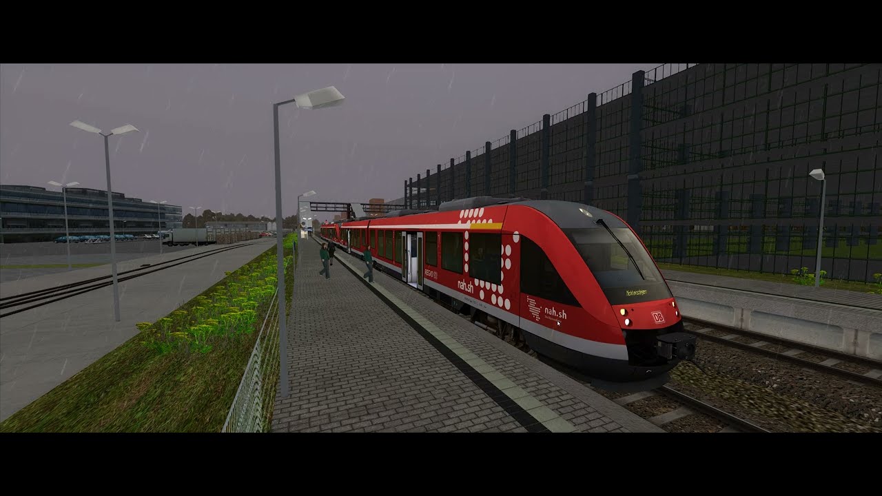 Einfahrt Kiel Hbf über Citti Park (Train Simulator Classic) RB73 Lint41ohne Kommentar mit Ansagen