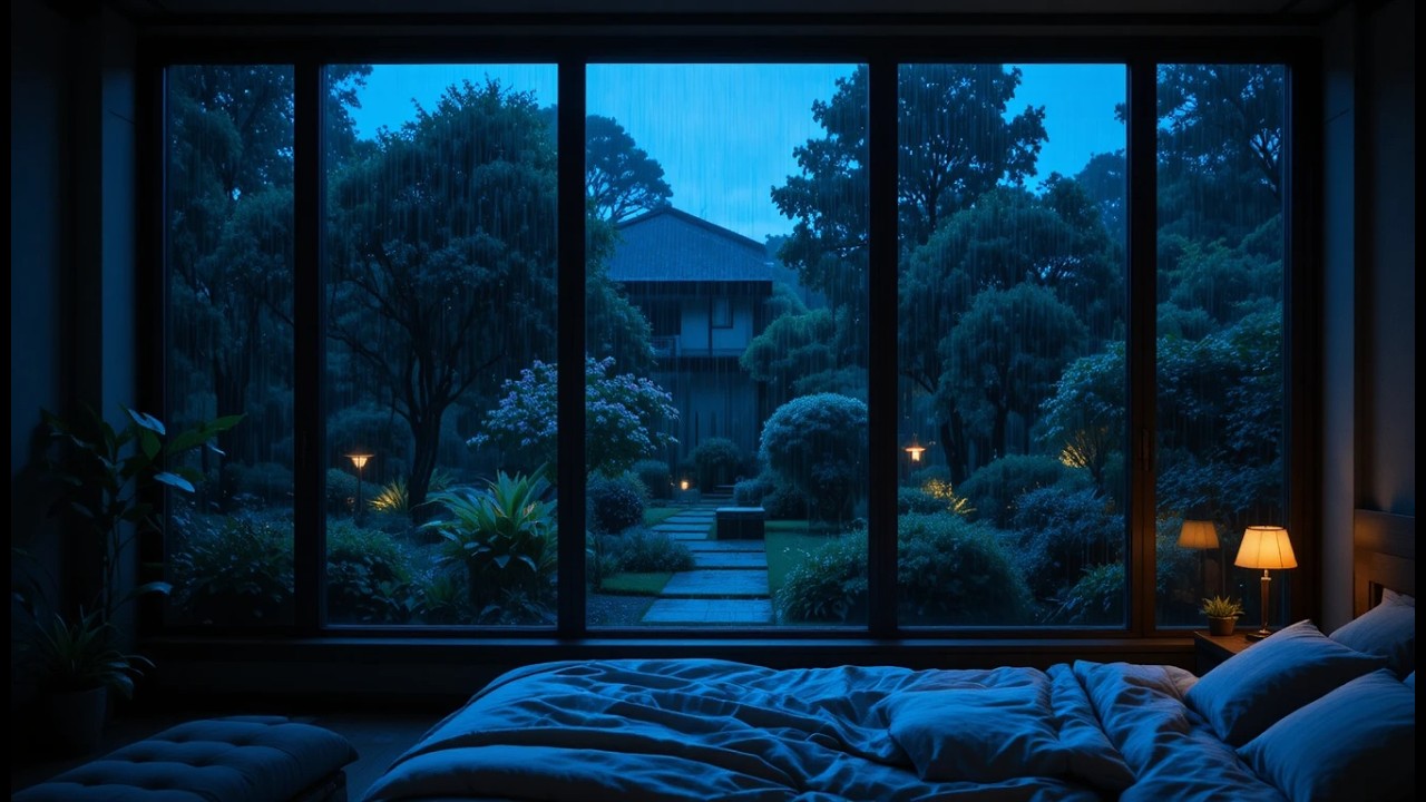 Gentle Rain on Window for Sleep 🌙 Cozy Night Rain Sounds for Deep Relaxation