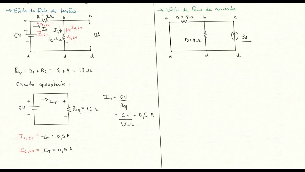 Exercício - Teorema da Superposição - Circuito com Fonte de Corrente