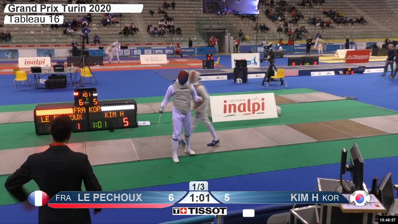 2020 134 T16 06 M F Individual Turin ITA GP GREEN LE PECHOUX FRA vs KIM KOR