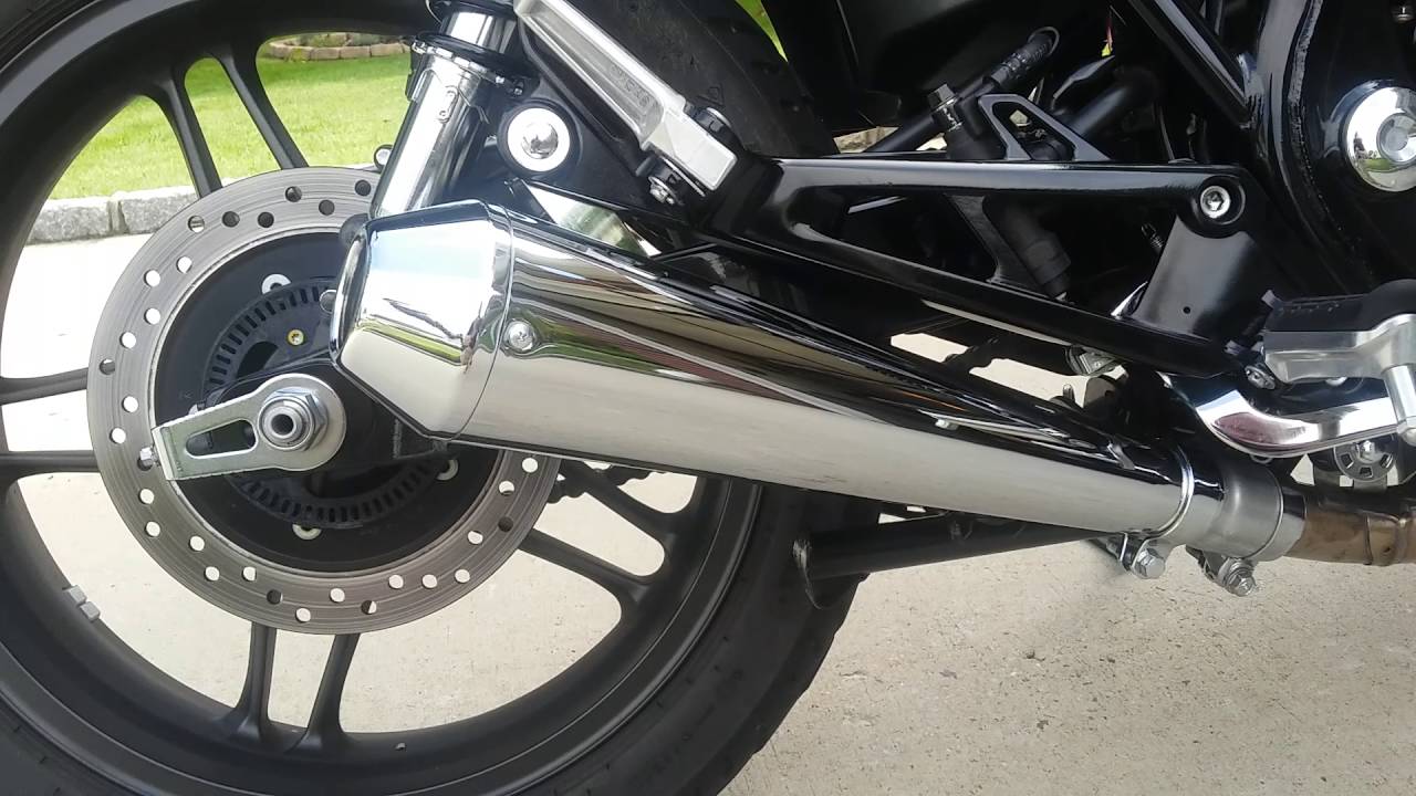 Honda CB1100 with Emgo shorty reverse cone exhaust. Awesome sound.