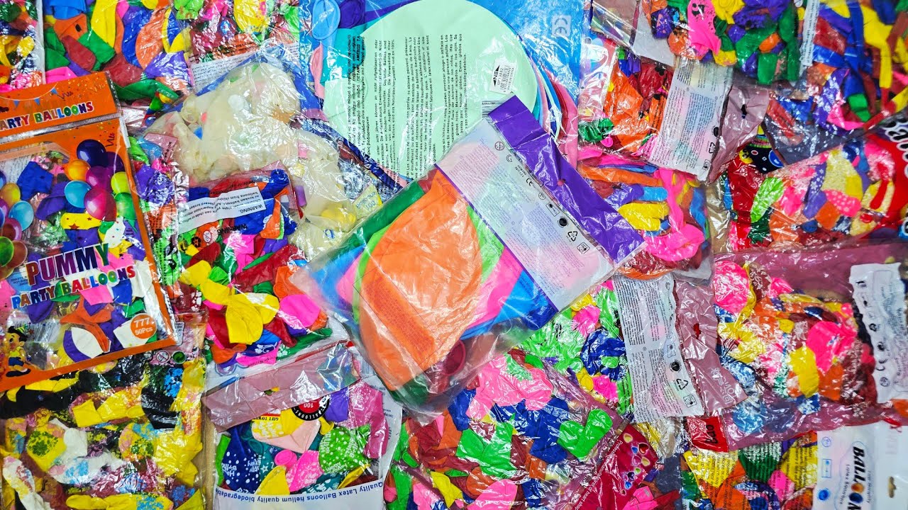 Satisfying ASMR Unwrapping 80 Balloon Packages | Oddly Relaxing Sounds