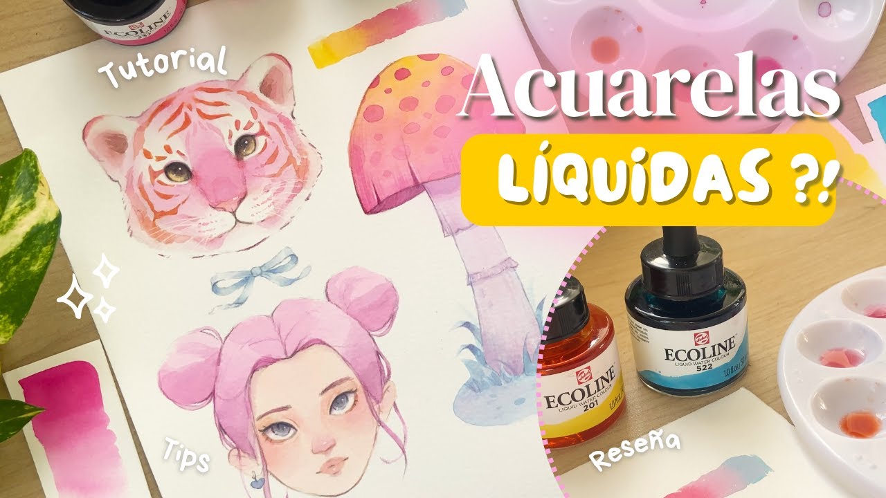 Tutorial ACUARELAS líquidas 🎨 | Reseña y pintando ilustraciones!