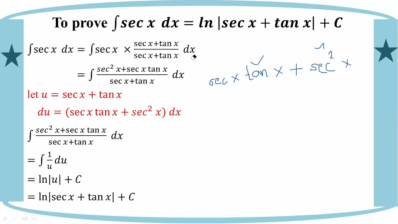 # Grade 12 Math (ch 10) ∫▒〖sec x〗  dx & ∫▒〖csc x〗  dx