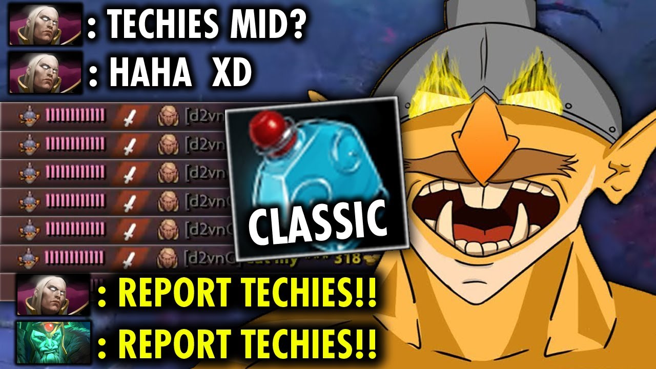 WHEN CLASSIC TECHIES MID VS INVOKER - OMG SUPER ANNOYING GOD MAKES THEM RAGE | Techies Official