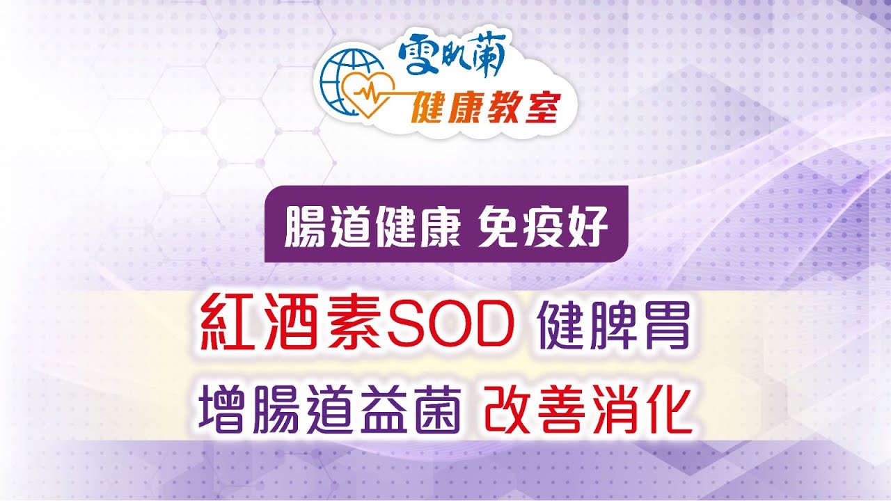 腸道健康 免疫好 張仁傑博士分享：紅酒素SOD 健脾胃 增腸道益菌 改善消化