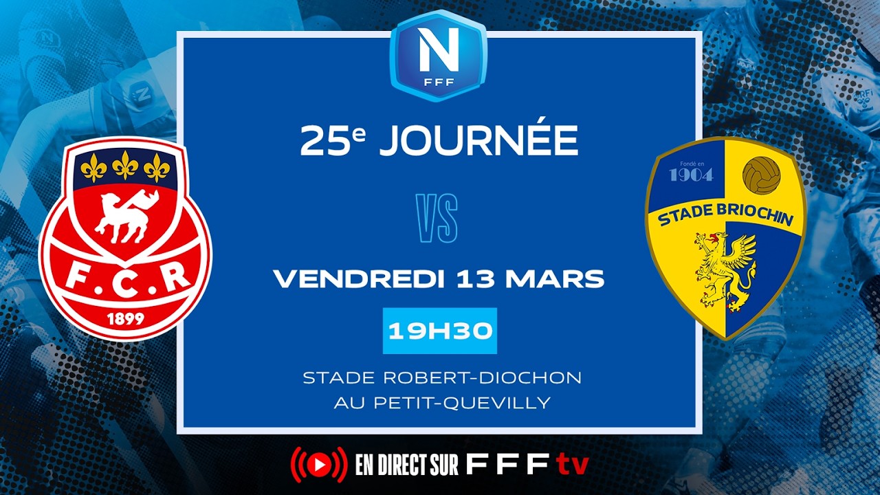 J25 I FC Rouen 1899 vs Stade Briochin en direct (19H15) I National FFF 2025-2026
