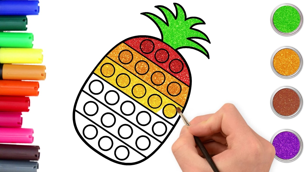 🍍Как нарисовать ананас Pop It | Пошаговая инструкция | Рисование фруктов | Chiki Doodle #shorts #...