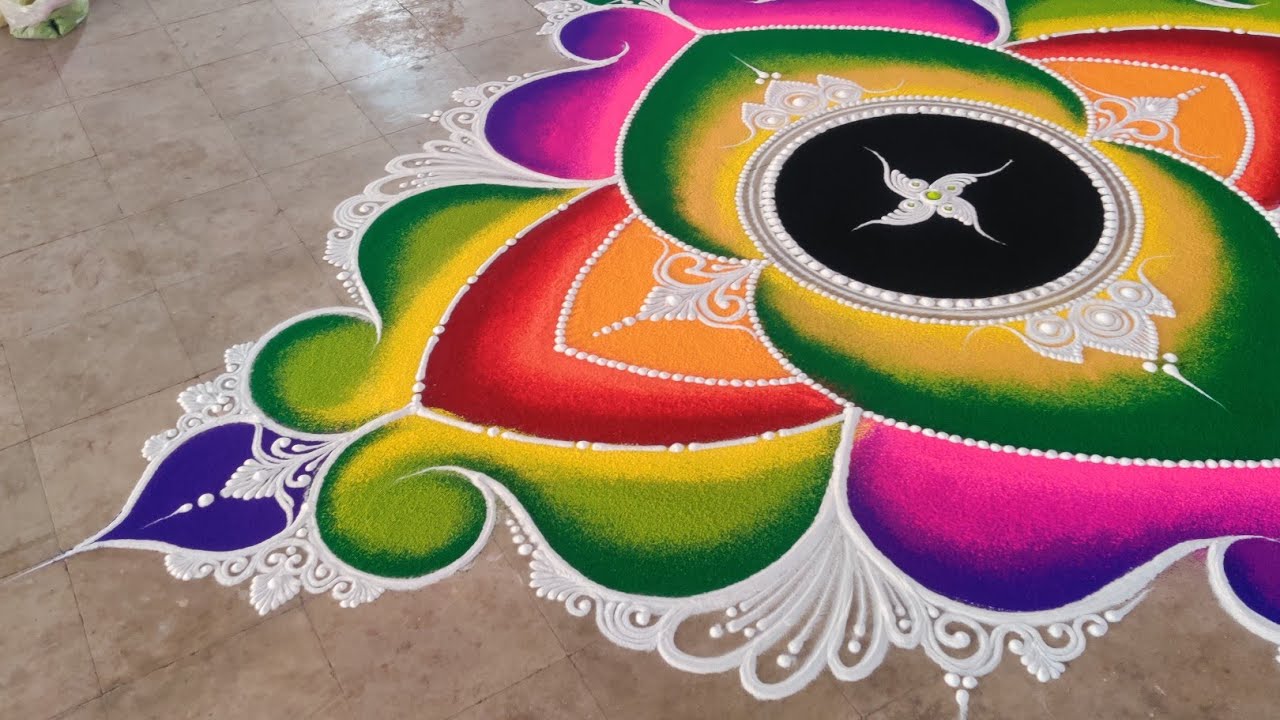 Modern Rangoli Designs with color #creativerangoli #rangolidesigns #easyandbeautifulrangoli #rangoli