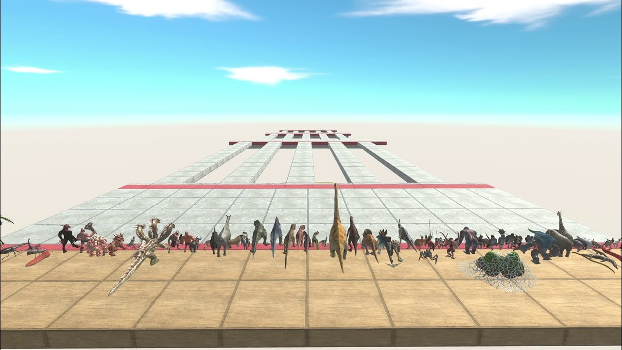 Speed ​​race with all ARBS units. Aerial bridge course! - Animal Revolt Battle Simulator