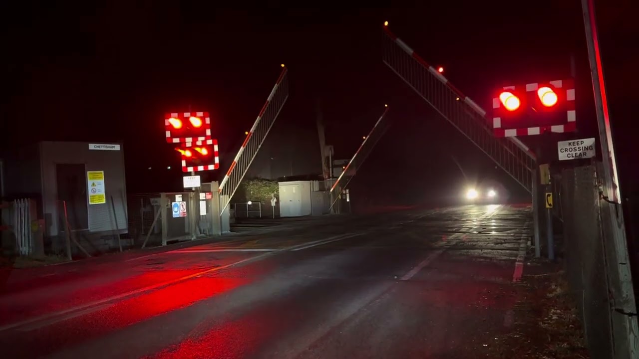 Level Crossings & Freight in the Ely Fens at Night (Cambridgeshire) 05/06.02.2025