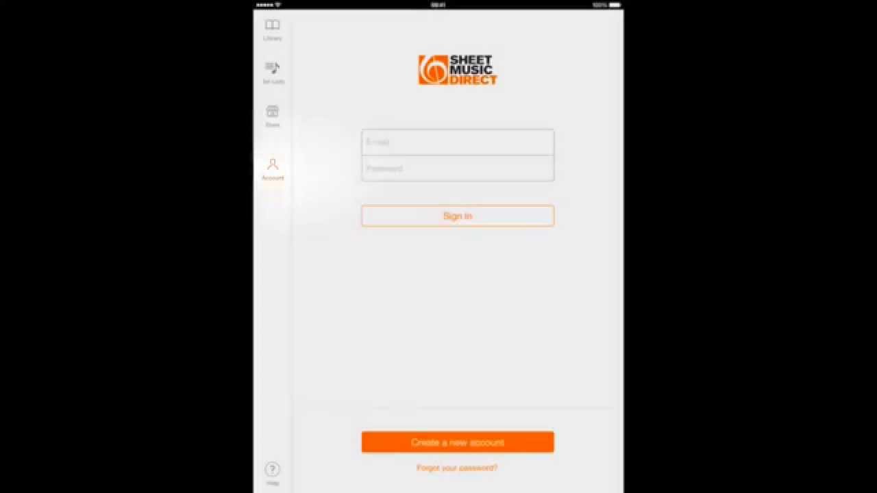 Sheet Music Direct for iPad: Create An Account and Cloud Backup