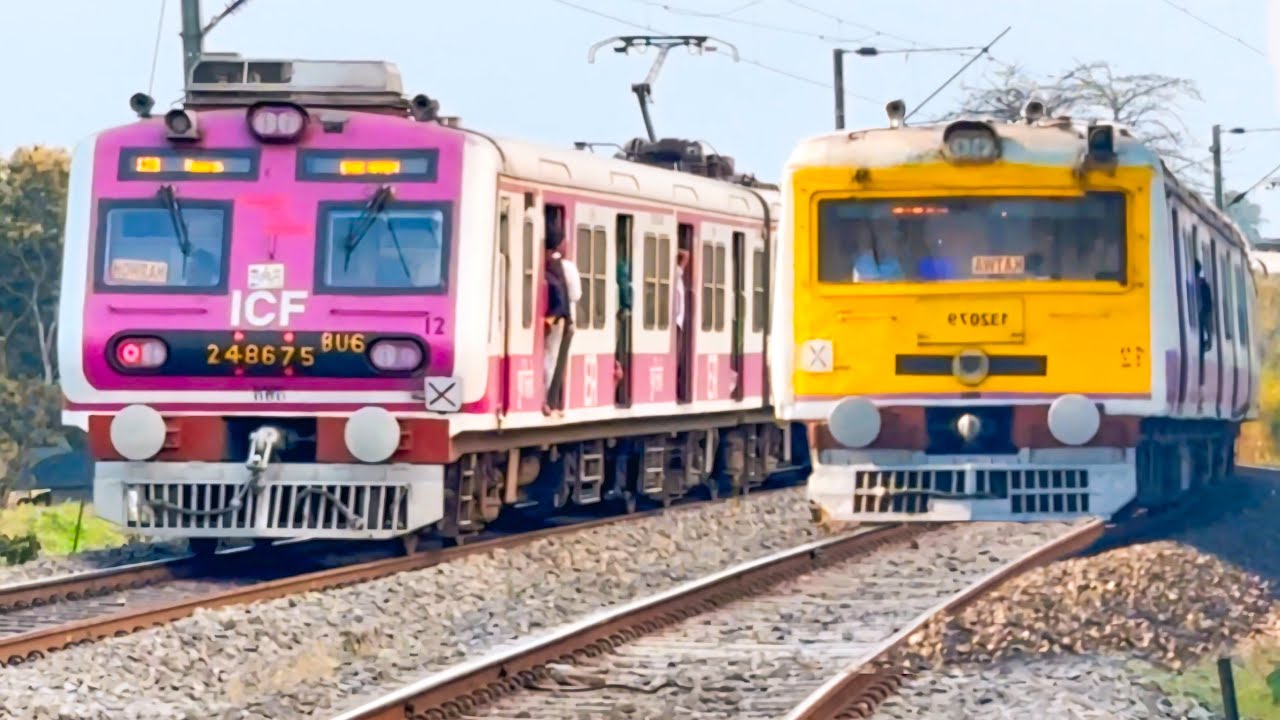 ⚡️Dangerous Speed ICF local V/s EMU local 90 Degree Curve Action At Indian Railways 