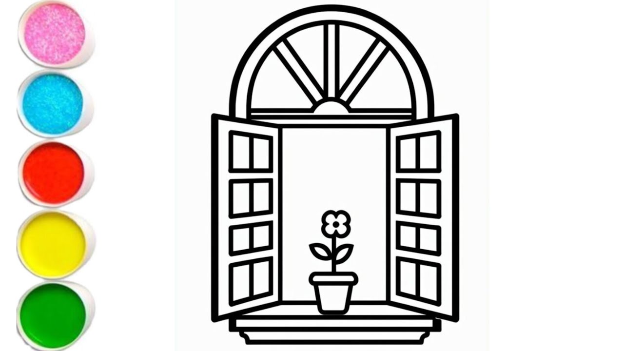 How To Draw A Beautiful Open Window with Flower Pot| Easy Scenery Drawing For Beginners|Easy Drawing