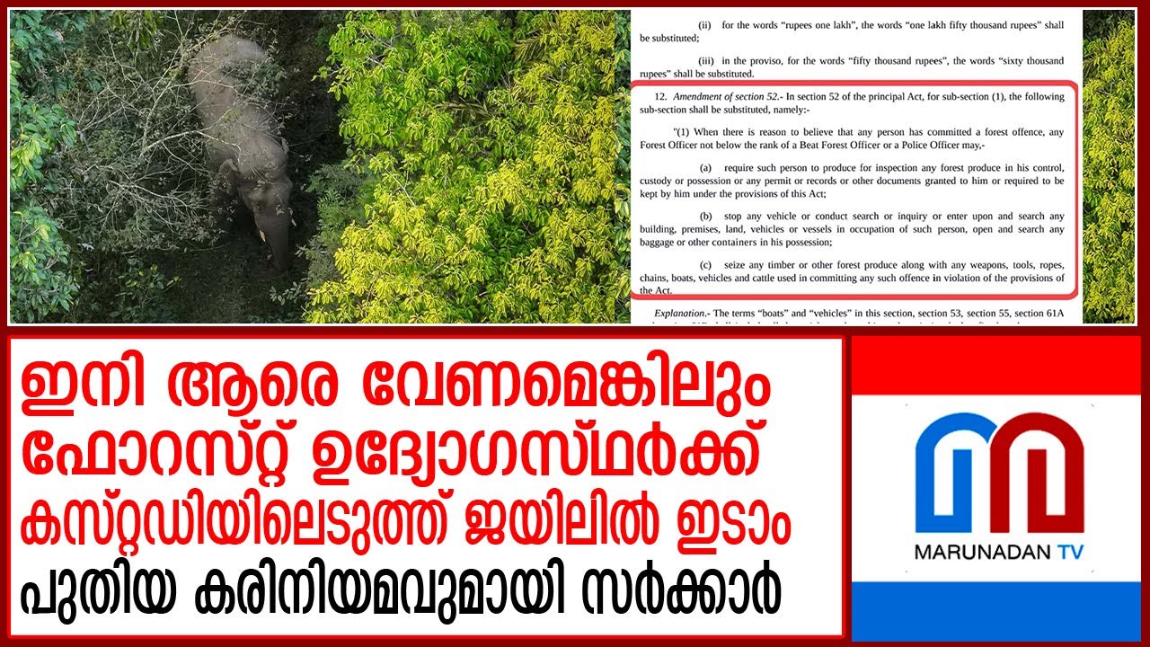 പുതിയ കരിനിയമവുമായി സര്‍ക്കാര്‍ | Government with new law for forest department