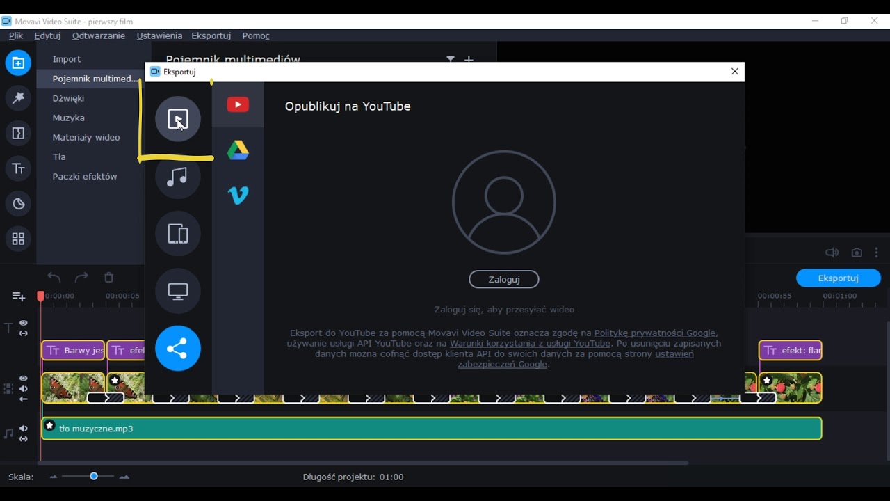 #Movavi Video Editor: Eksportowanie projektu.