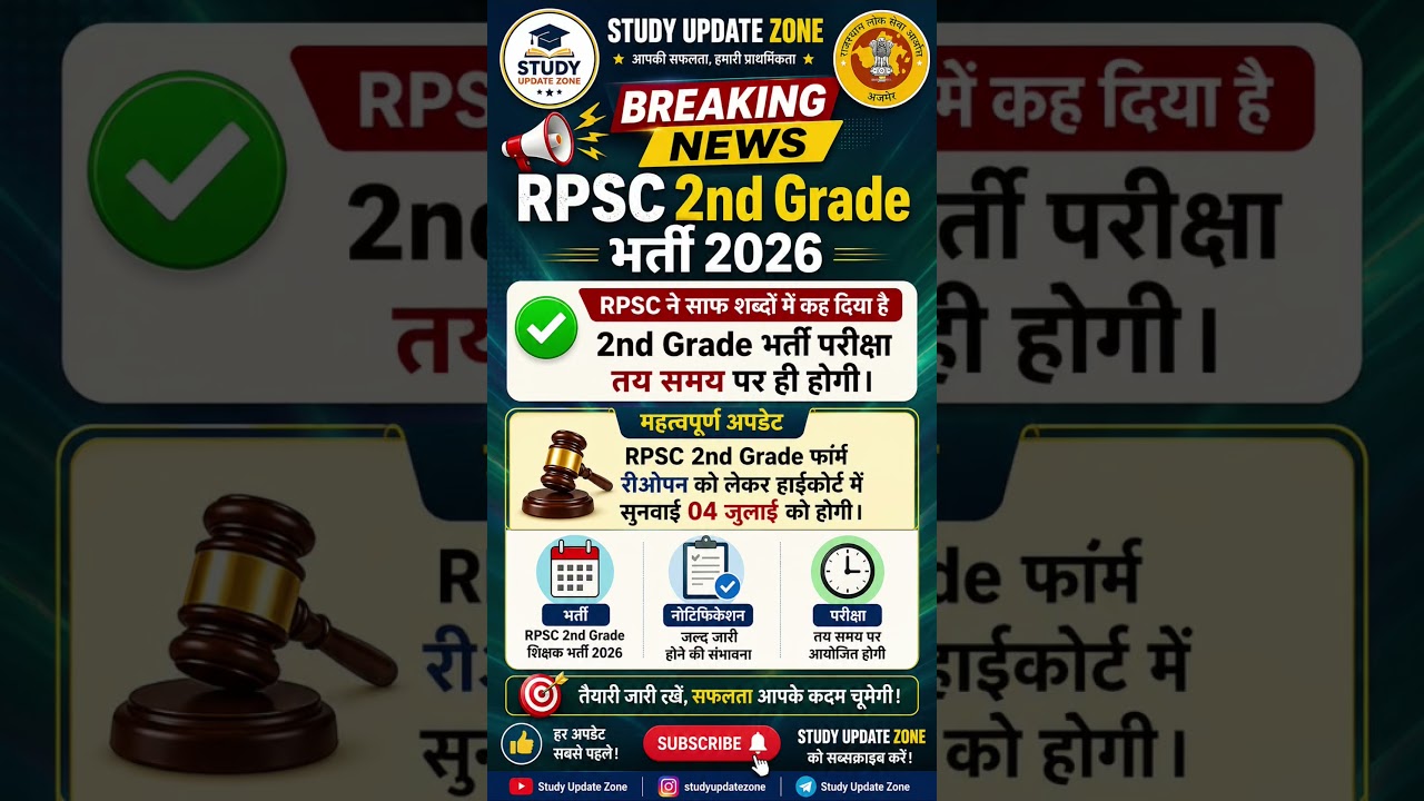 RPSC 2nd Grade भर्ती 2026 बड़ी अपडेट | परीक्षा तय समय पर होगी | High Court Hearing | Latest News