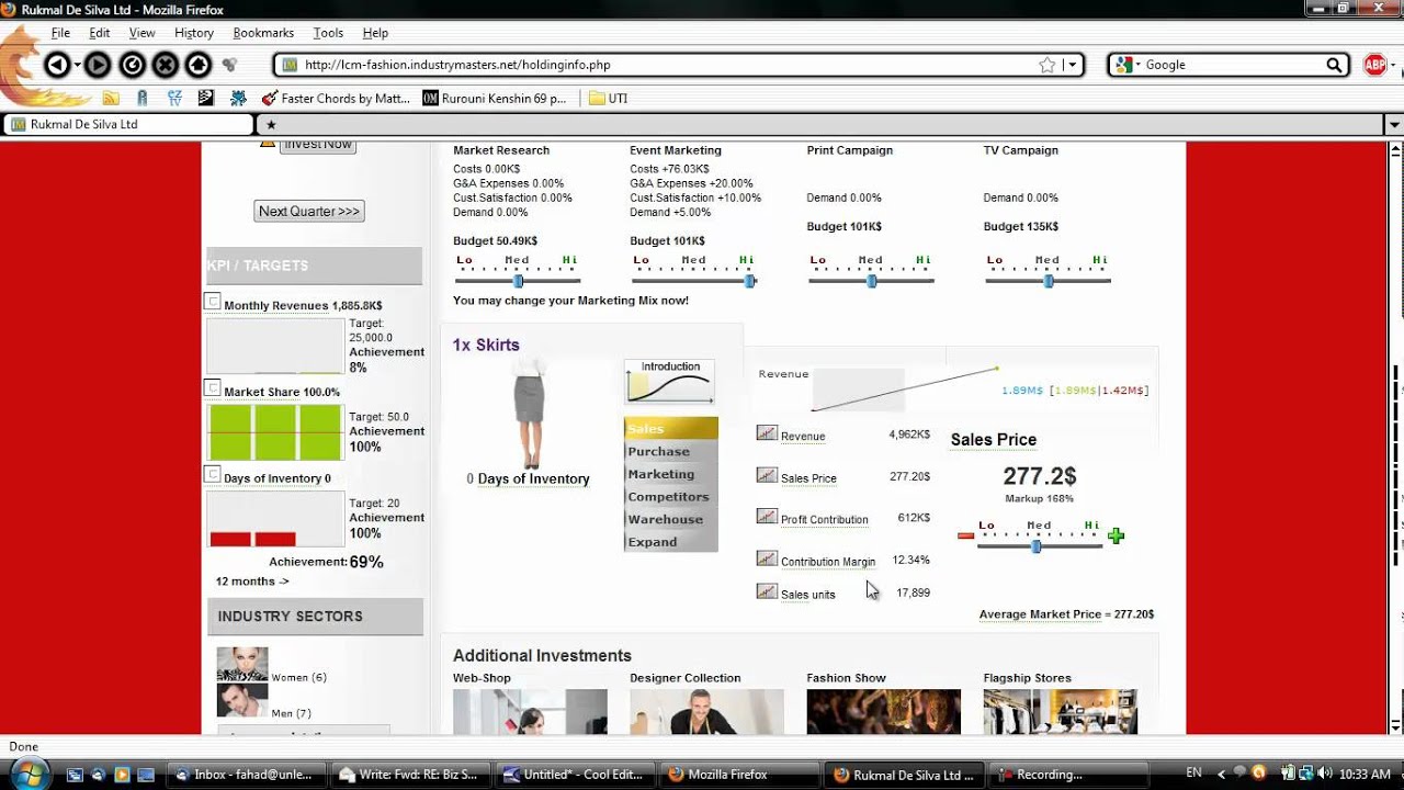 Industry Masters Business Simulation Game Walk Through
