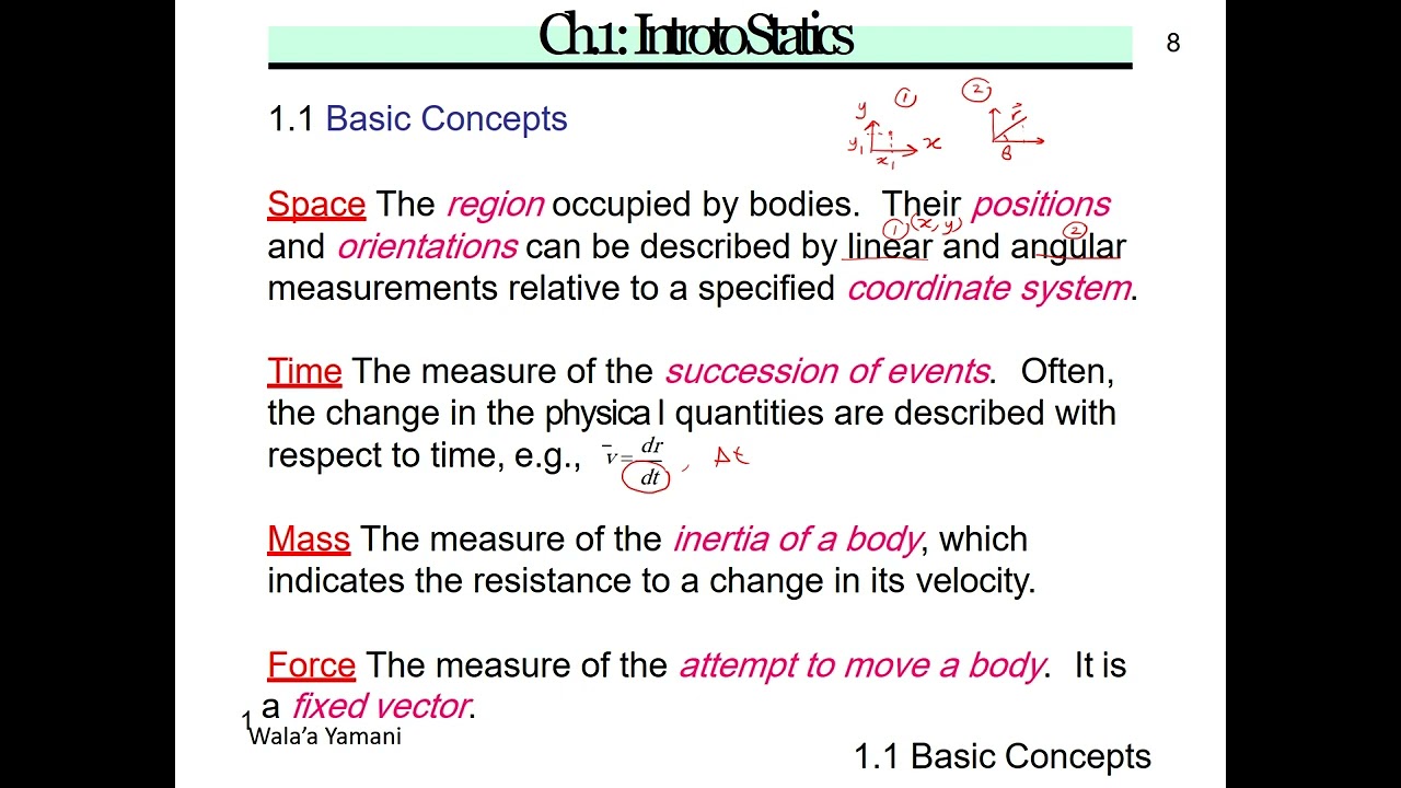Lecture 1: Basic Concepts in Staticsمفاهيم أساسية في علم الاستاتيكا